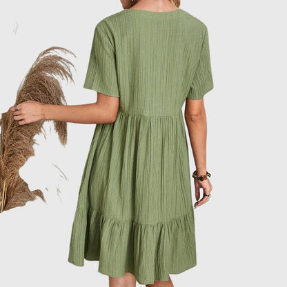 Spring V-Neck Tiered Midi Dress For Women