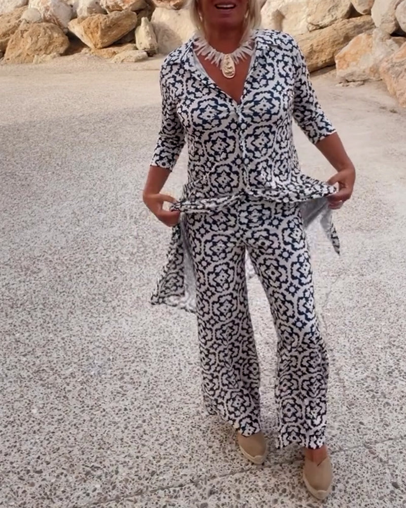 Women's Printed Two Piece Set Everyday Wear
