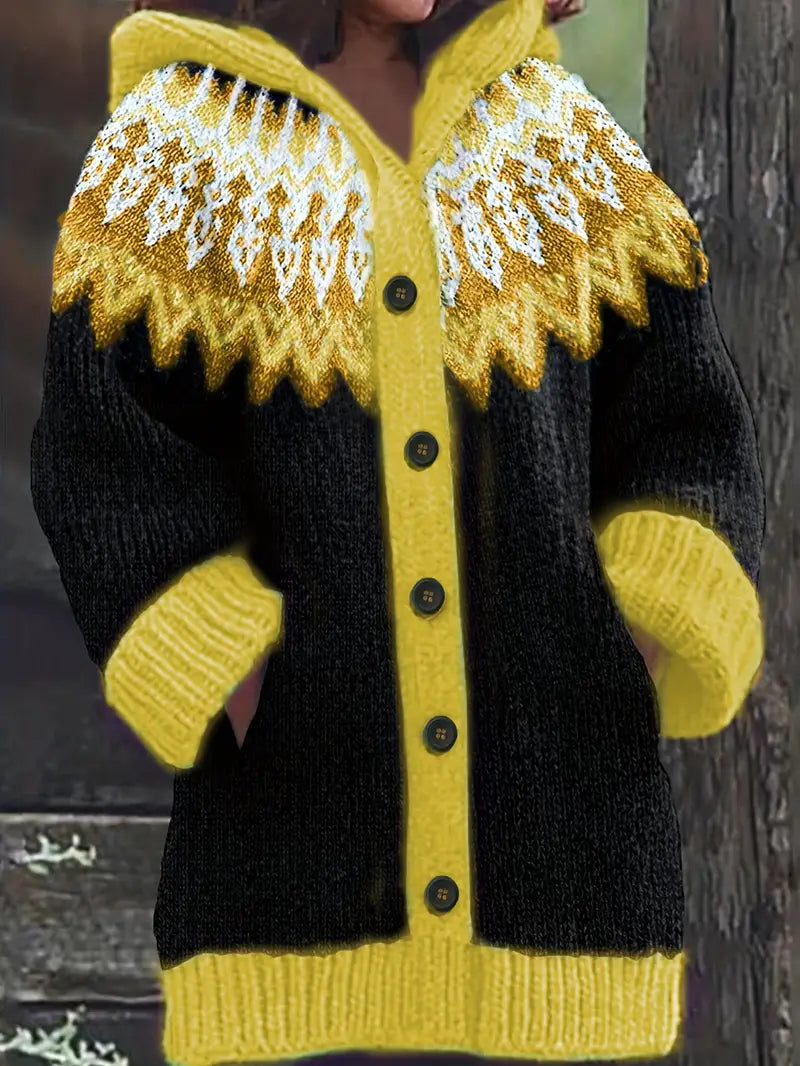 Women's Hooded Cardigan Button Front Knit