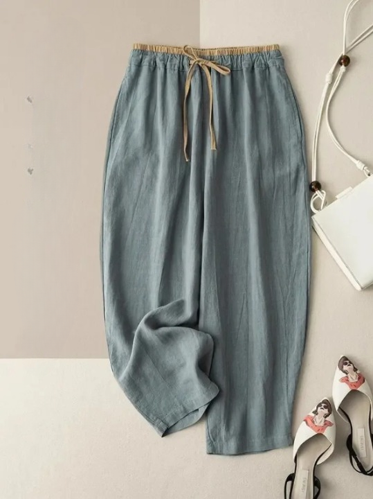 Women's Linen Pants Lightweight Beige