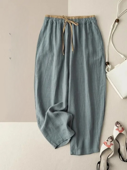 Women's Linen Pants Lightweight Beige