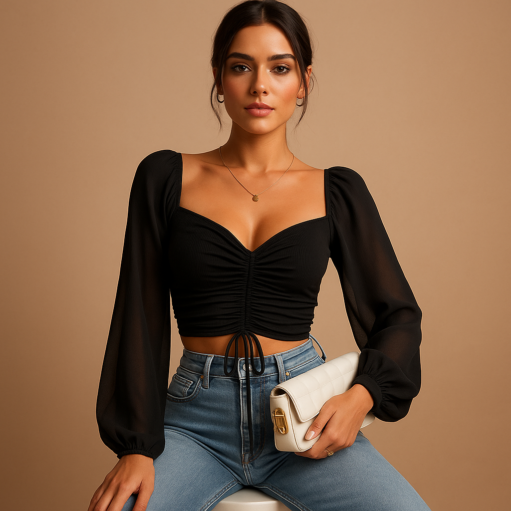 Women's Sweetheart Neckline Blouse