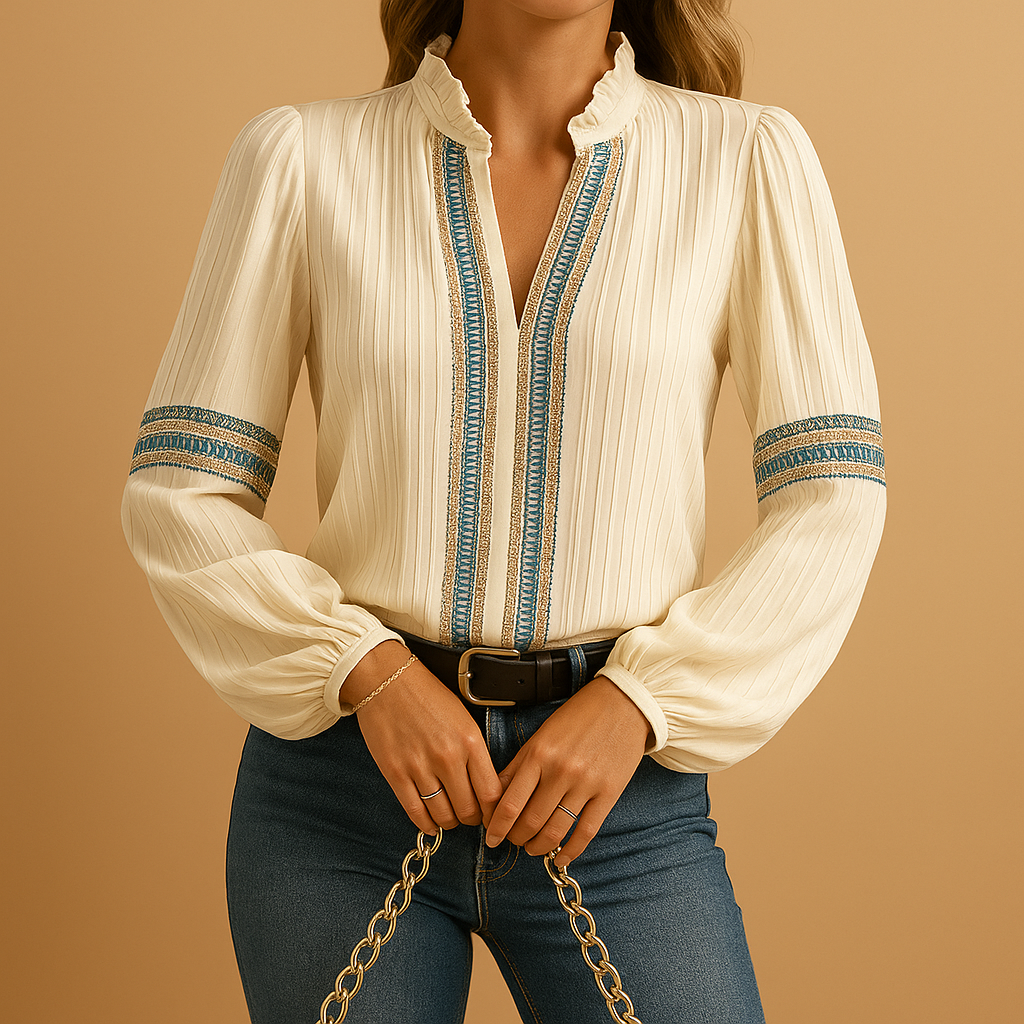 Women's Lace Blouse Lantern Sleeves