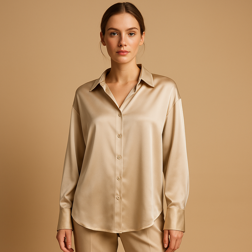 Women's Satin Blouse With Collar