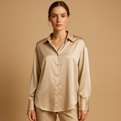 Women's Satin Blouse With Collar