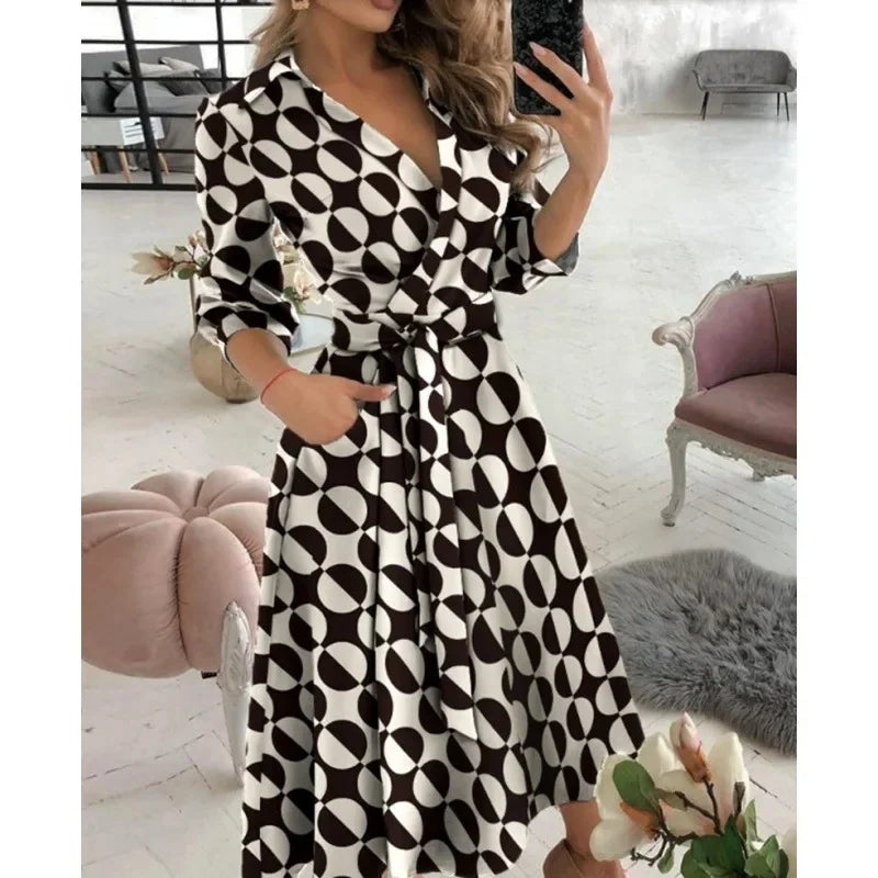 Image of Elizabeth | Women's Tie Waist A-Line Midi Dress