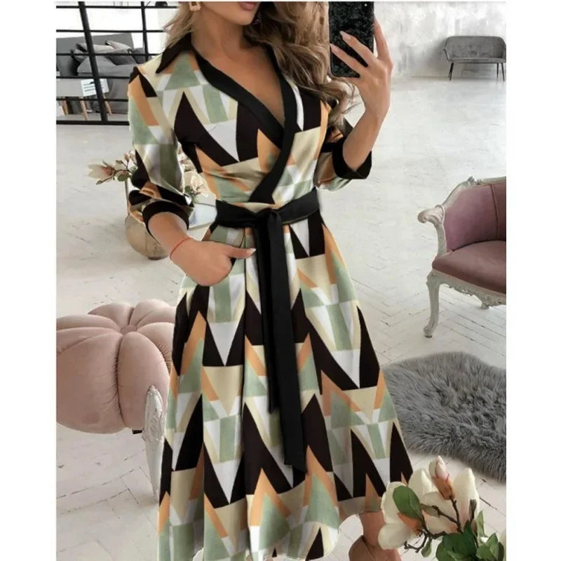 Image of Elizabeth | Women's Tie Waist A-Line Midi Dress