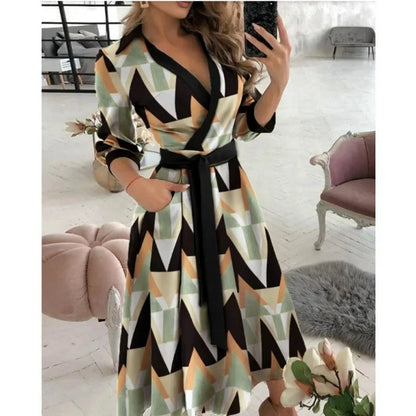 Image of Elizabeth | Women's Tie Waist A-Line Midi Dress