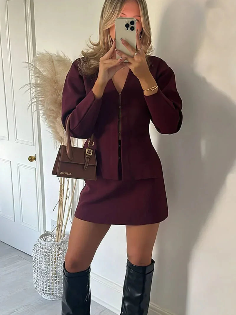Women's Skirt Jacket Set