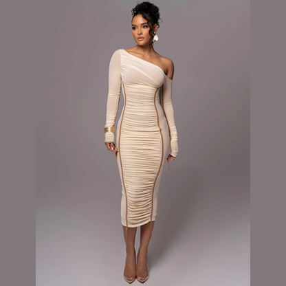 Evelyn Women's One Shoulder Bodycon Midi Dress