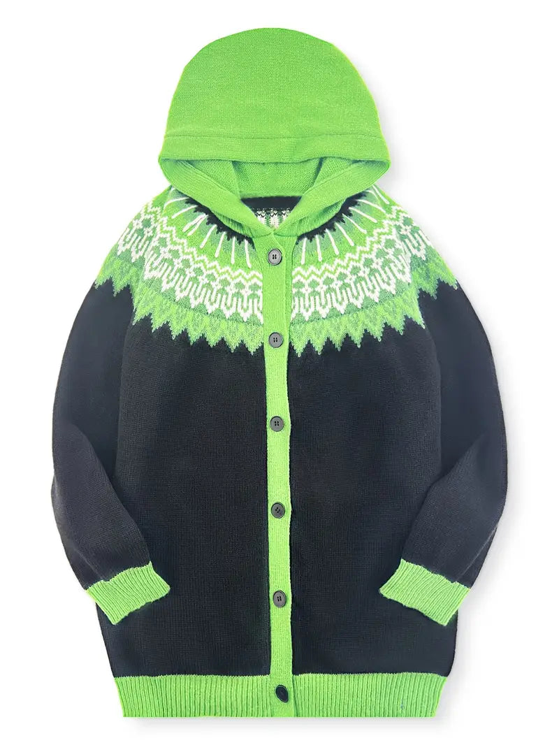 Women's Hooded Cardigan Button Front Knit