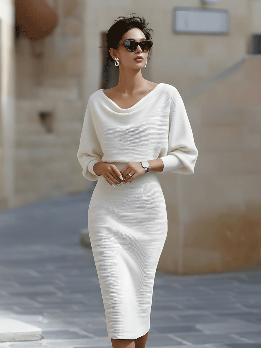 Draped Midi Knit Gown