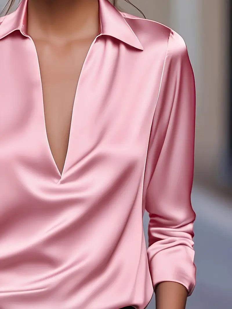 Women's V-Neck Satin Blouse