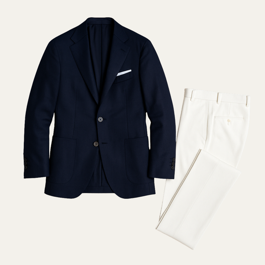 Men's 2 Piece Suit Notch Lapel White Pants
