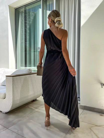 Women's Pleated Shoulder Dress