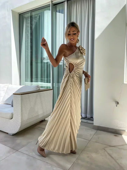 Women's Pleated Shoulder Dress