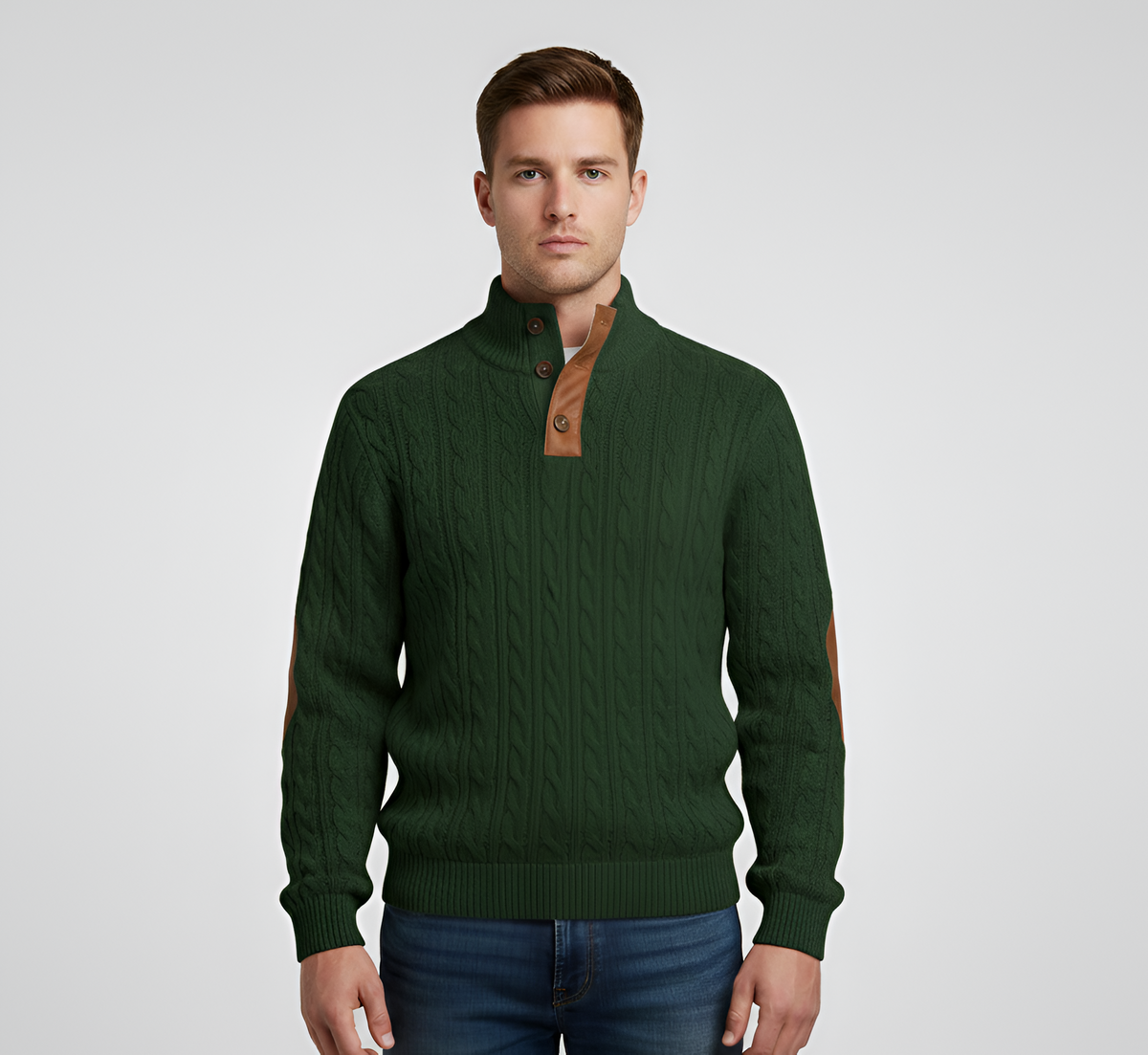 Men's Quilted Knit Sweater Stand Collar