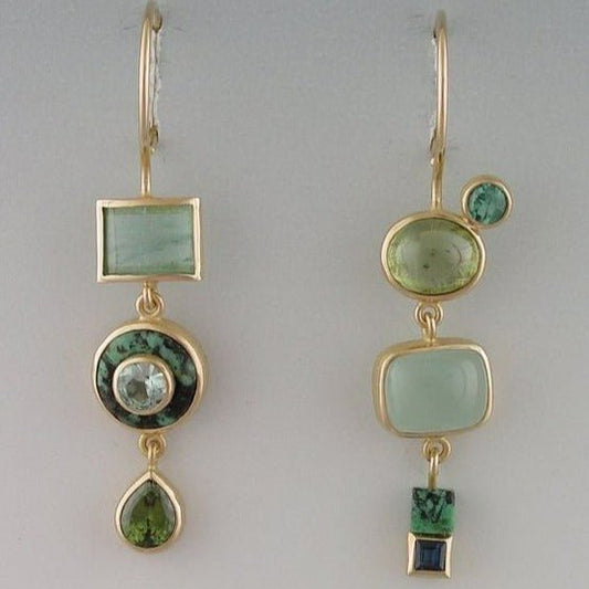 Vintage Green Glass Earrings