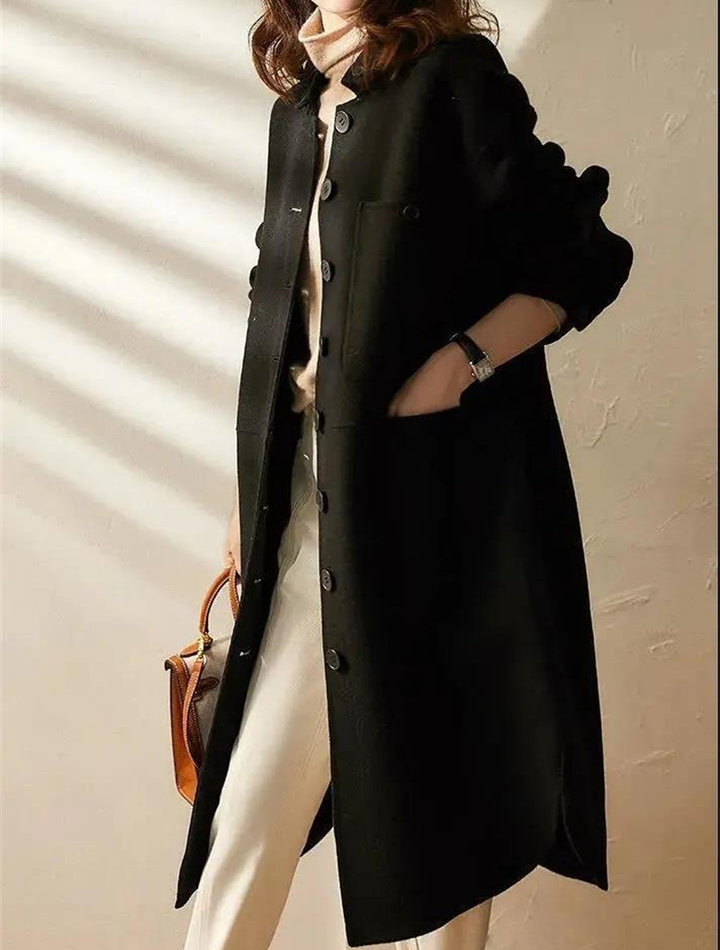 Women's Long Button Front Coat Heather