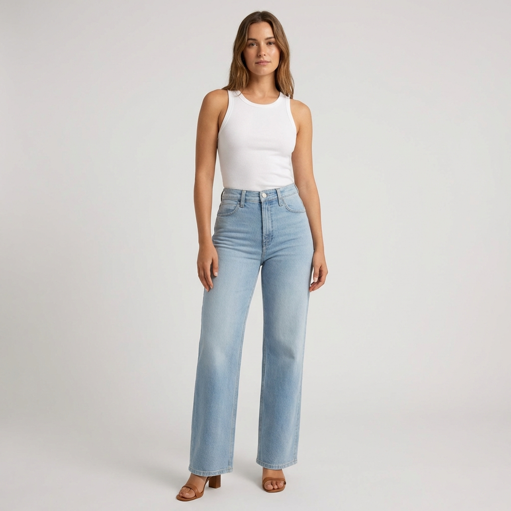 Women's High-Waisted Straight Leg Jeans Casual Cropped