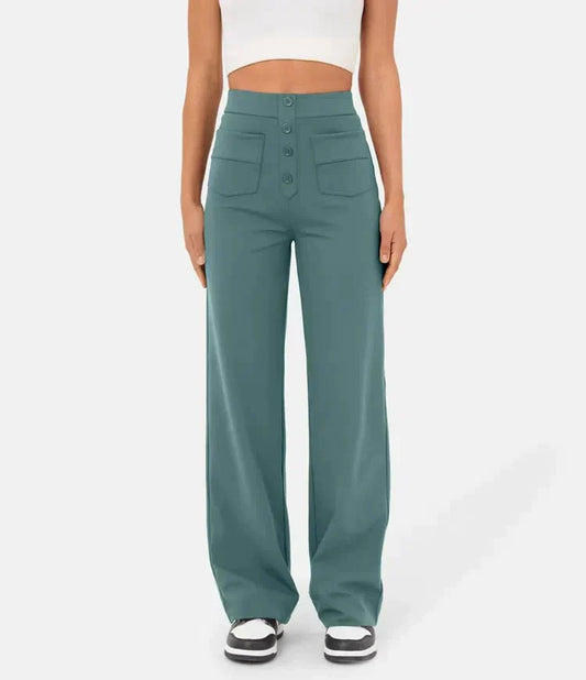Women's Straight Leg Elastic Pants High Waist Casual