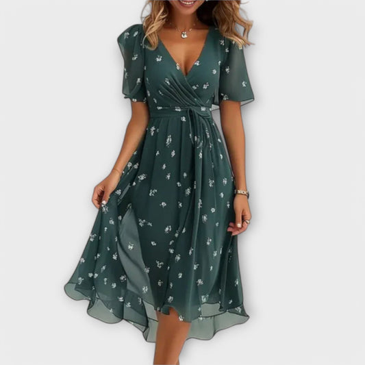 Women's Stylish Spring Wrap Midi Dress