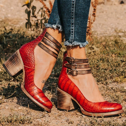 Marcellia | Women’s Buckle Strap Block Heel Shoes