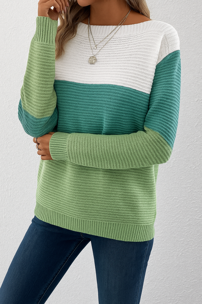 Women's Classic Sweater Soft Long Sleeves Boat Neck