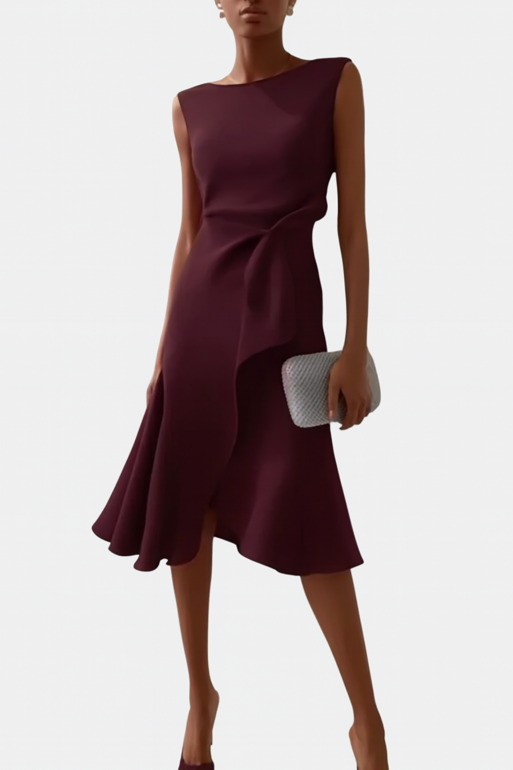 Valerina | Women’s Sleeveless Draped Asymmetric Midi Dress