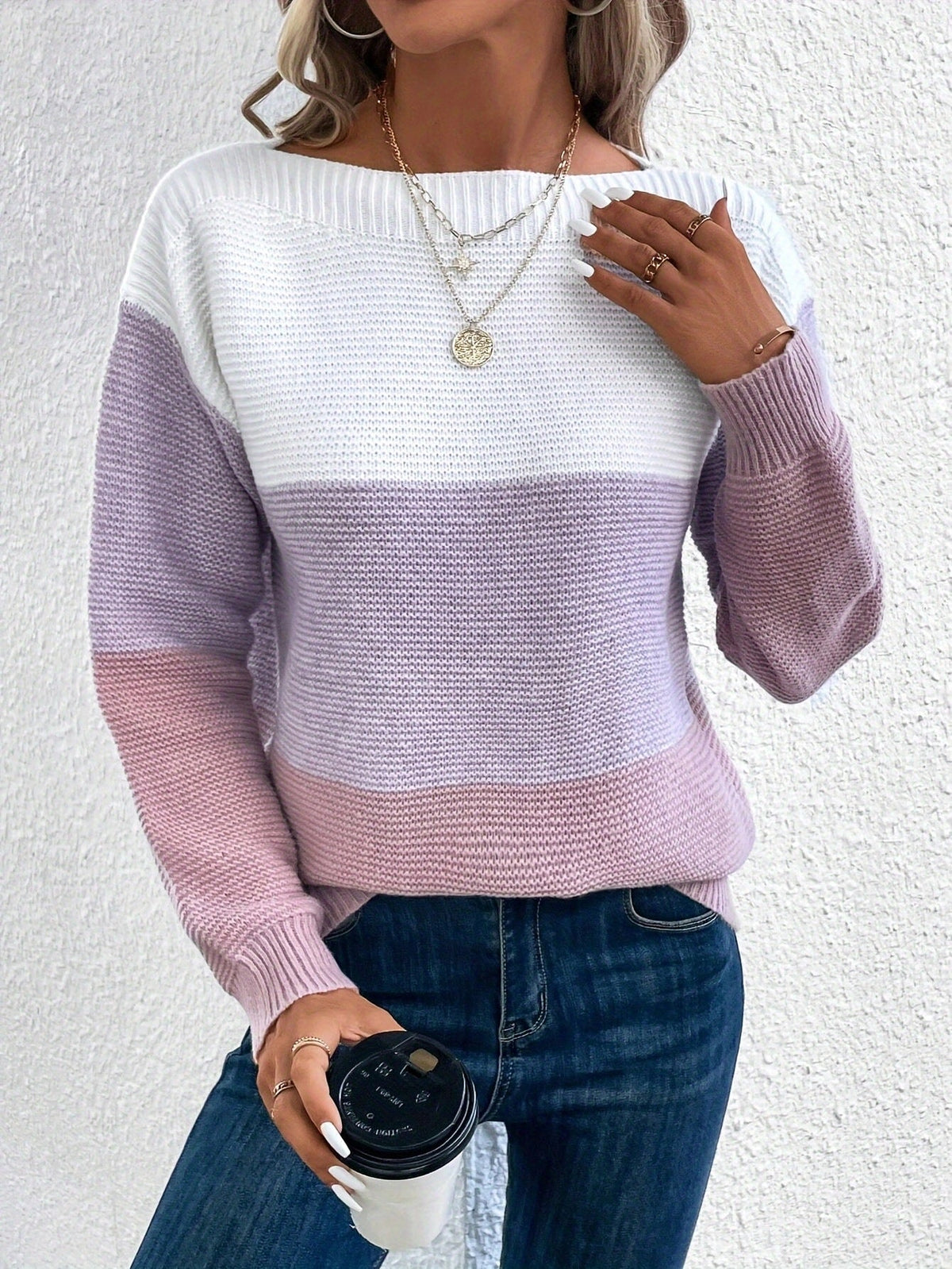 Women's Classic Sweater Soft Long Sleeves Boat Neck