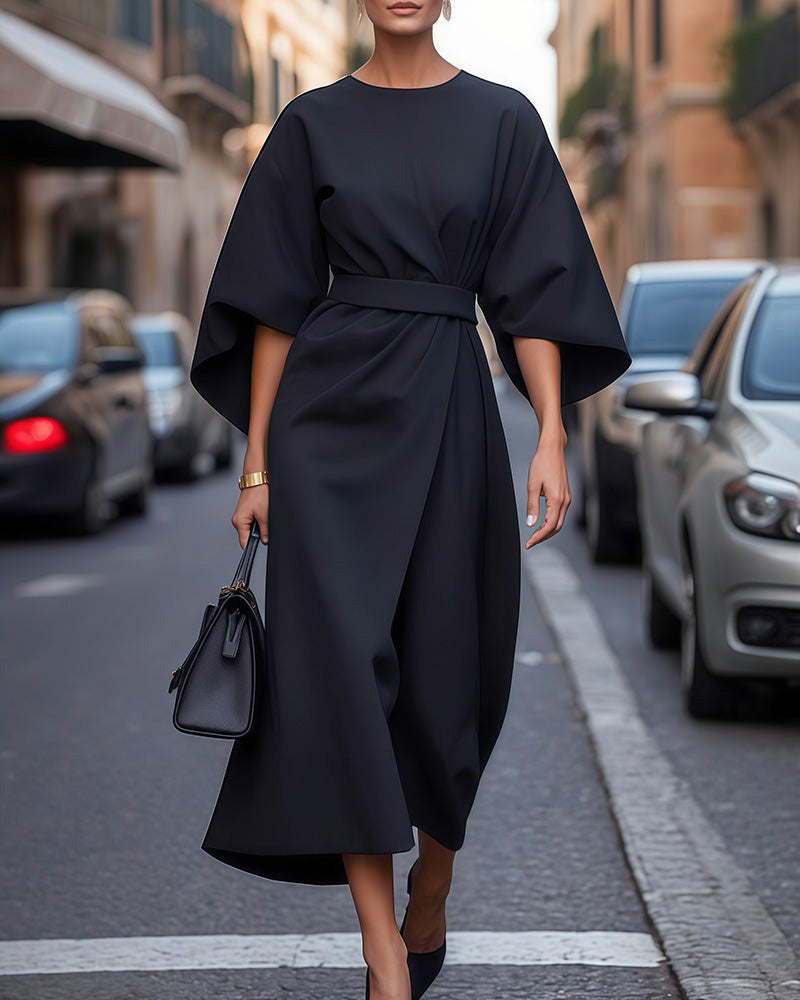 Women's Belted Midi Dress