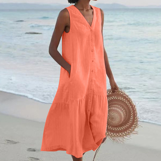 Image of Judith | Women's Sleeveless Midi Dress