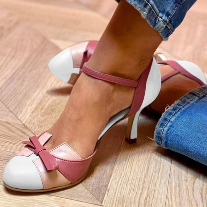Women's Round Toe Heels with Bow Detail
