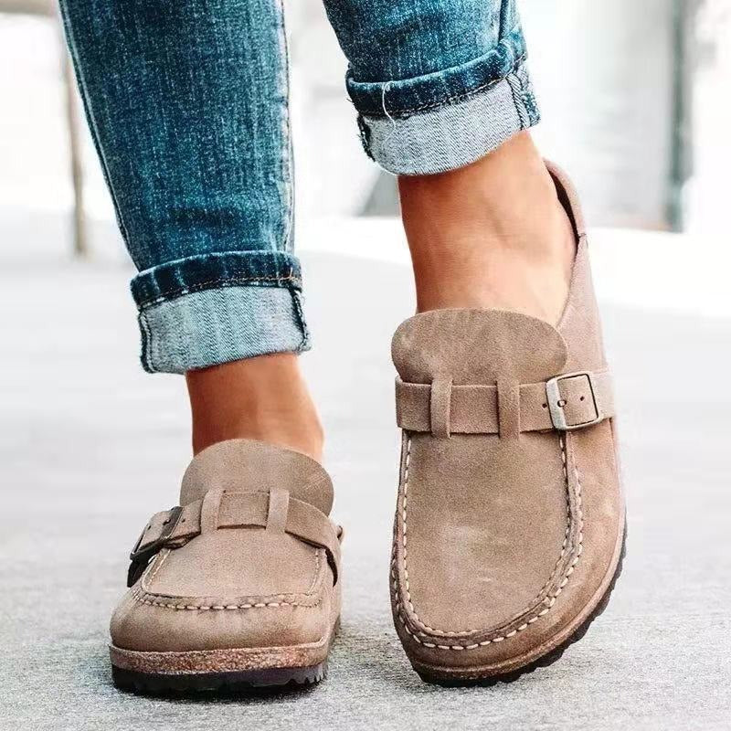 Women's Slip On Loafers Buckle Detail