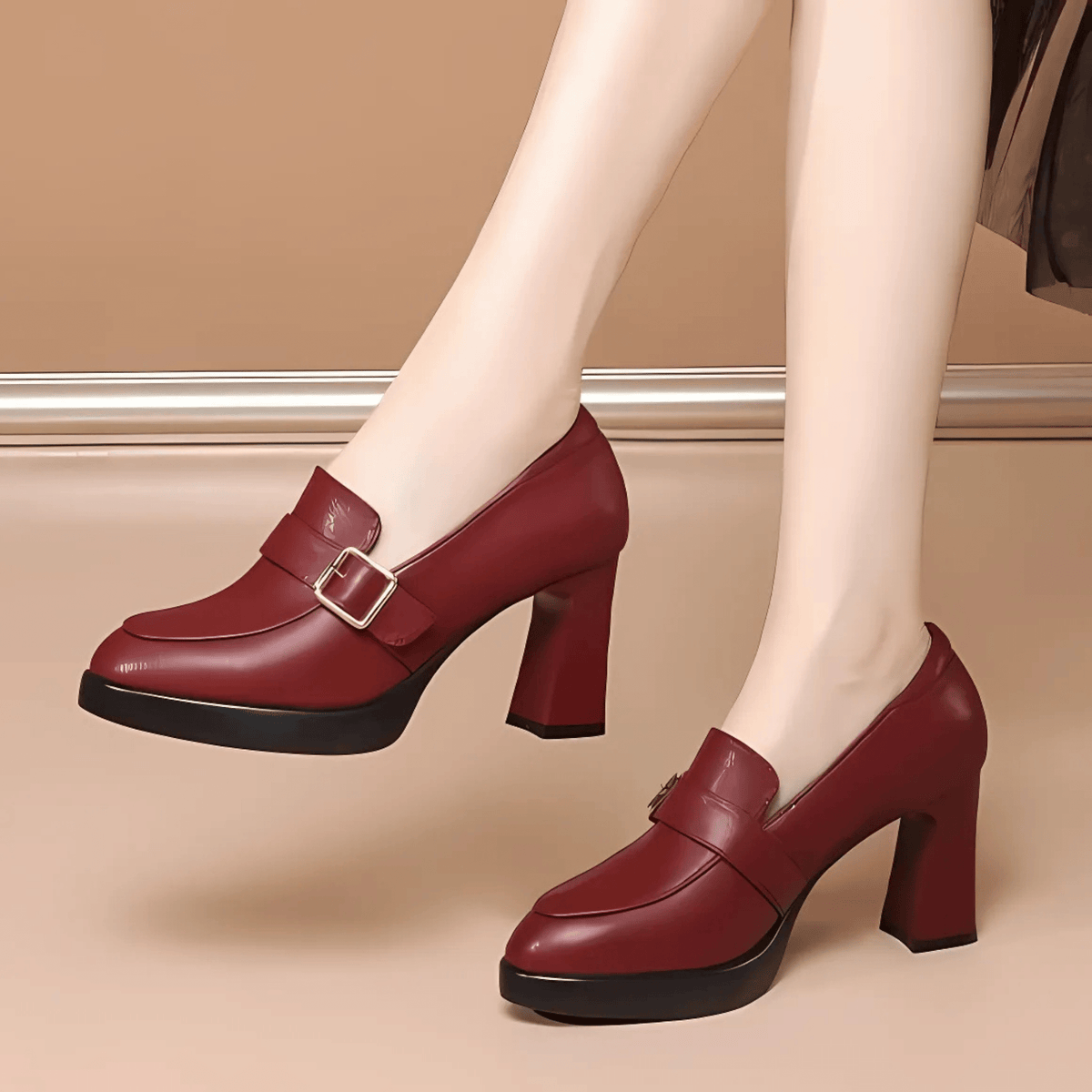 Women's Block Heel Platform Loafers
