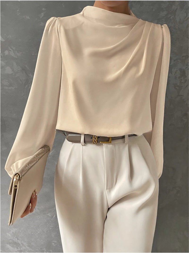 Women's Long Sleeve Blouse Draped Design