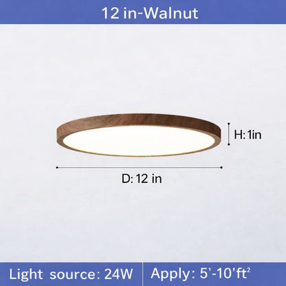 Circular Wooden LED Ceiling Light Walnut Finish
