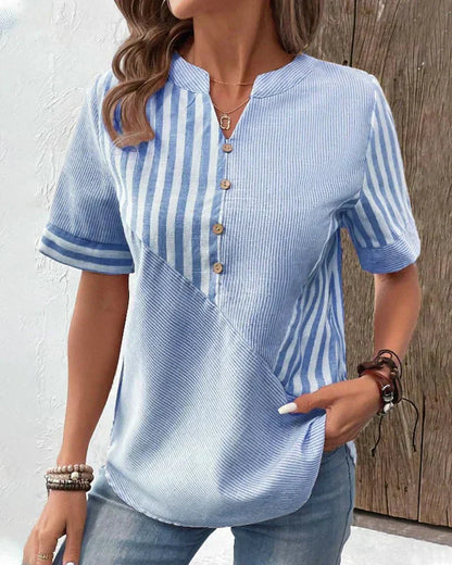 Women's Stripe Button Front Blouse