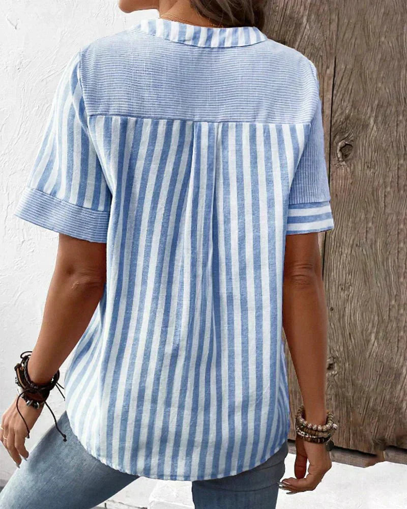 Women's Stripe Button Front Blouse
