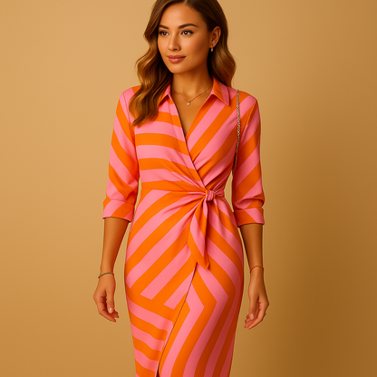 Women's Collar Wrap Dress Lightweight