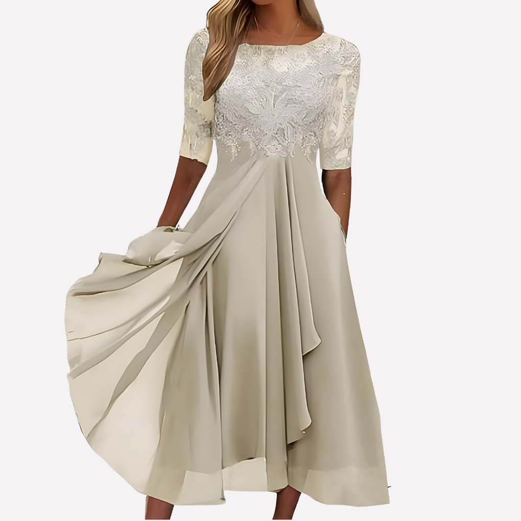 Lori Women's Lace Midi A-Line Dress