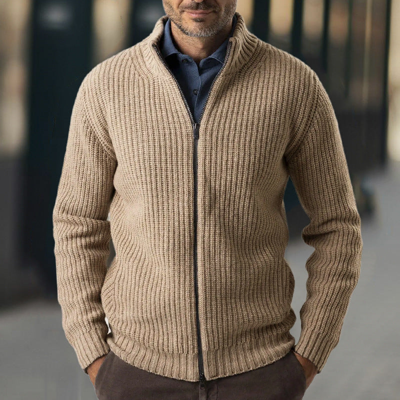 Men's Ribbed Zip-Up Cardigan