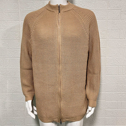 Image of Luke | Men's Zip-Up Ribbed Cardigan