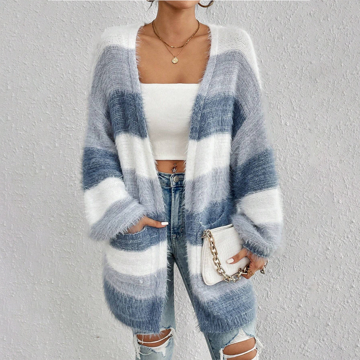 Women's Striped Oversized Cardigan
