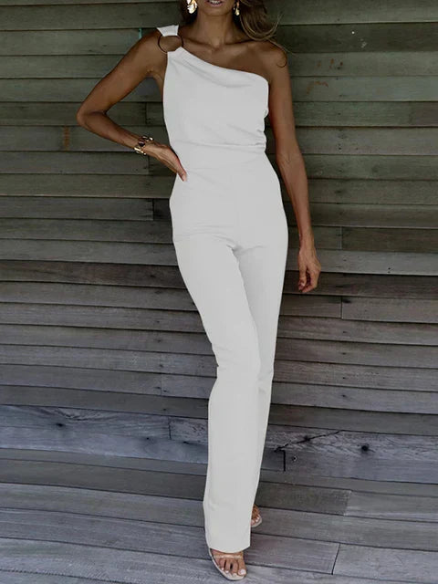 Women's One Shoulder Wide Leg Jumpsuit