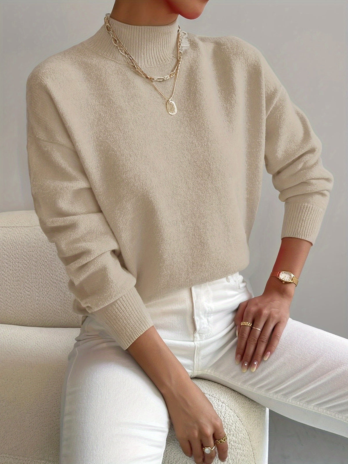 Women's Plain Long Sleeve Sweater