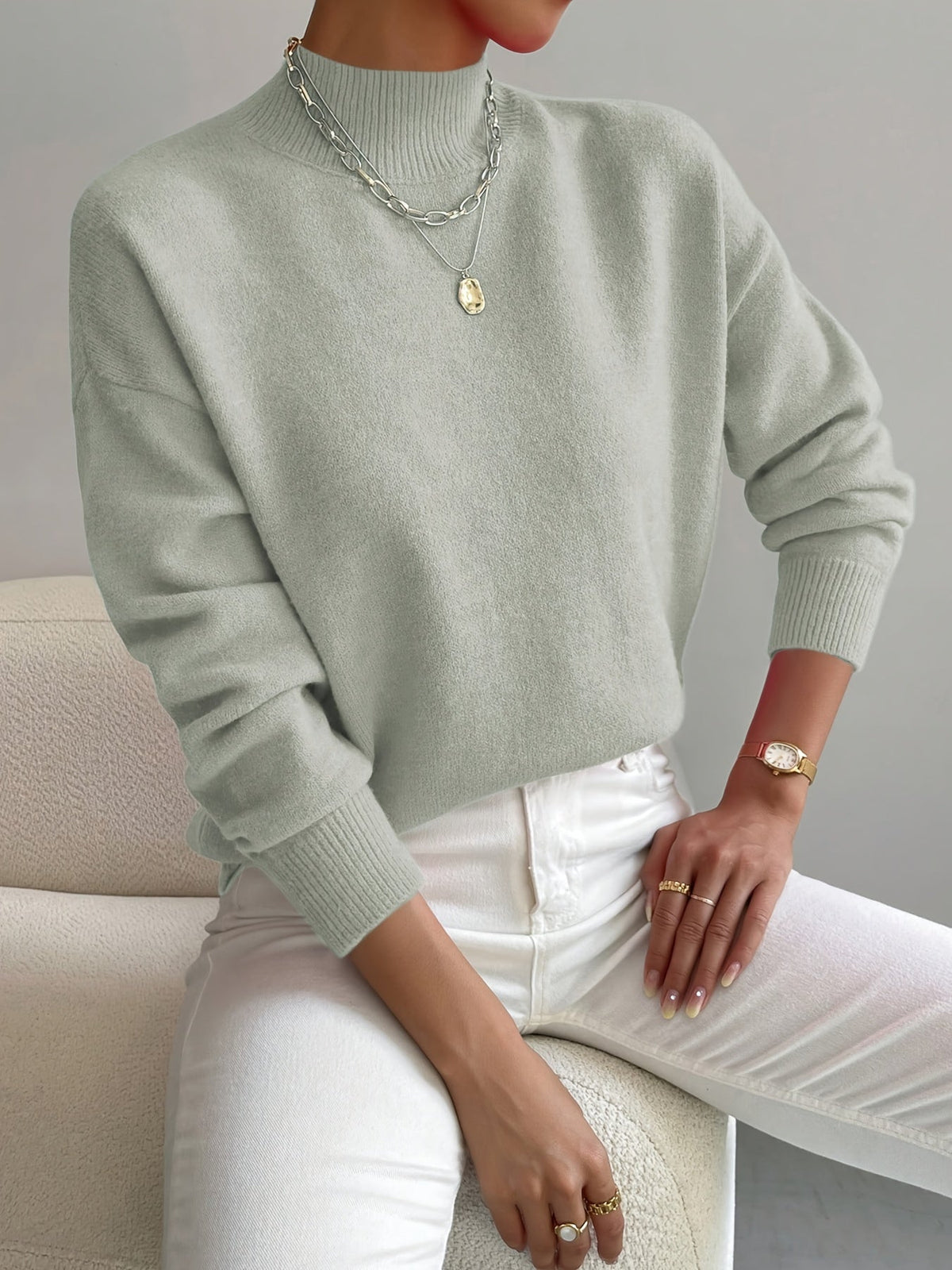 Women's Plain Long Sleeve Sweater