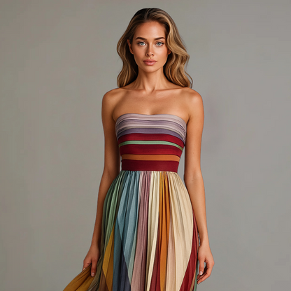 Women's Strapless Maxi Dress A-Line Style