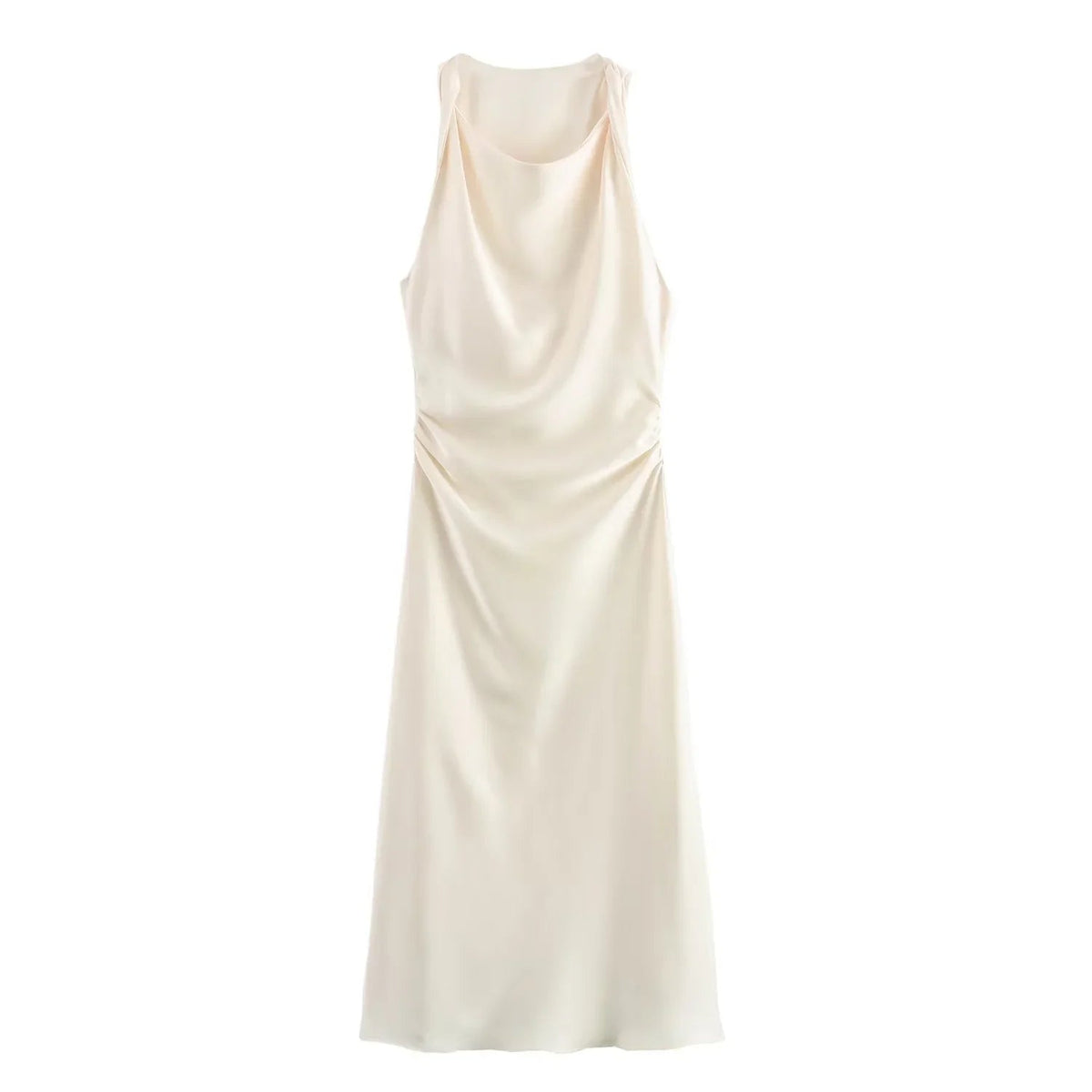 Image of Marjorie | Women's Sleeveless Ruched Midi Dress