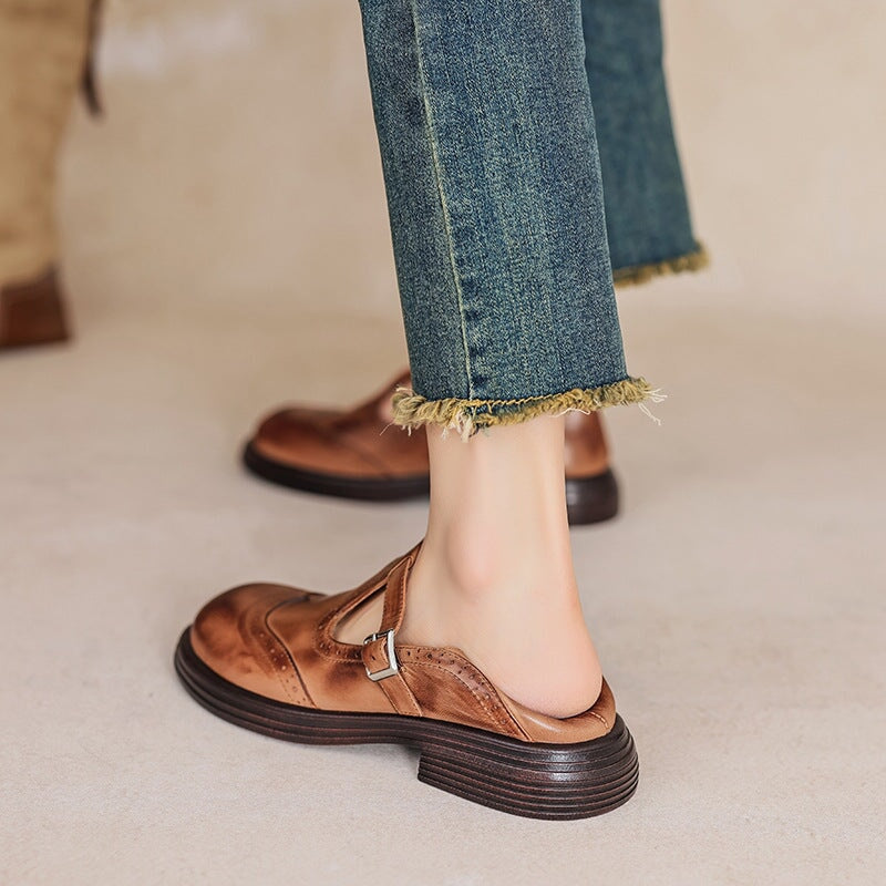 Women's Mary Jane Shoes Closed Toe Buckle Strap